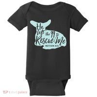 He Left The 99 To Rescue Me Green Chevron Christian Baby Bodysuit thumb 0