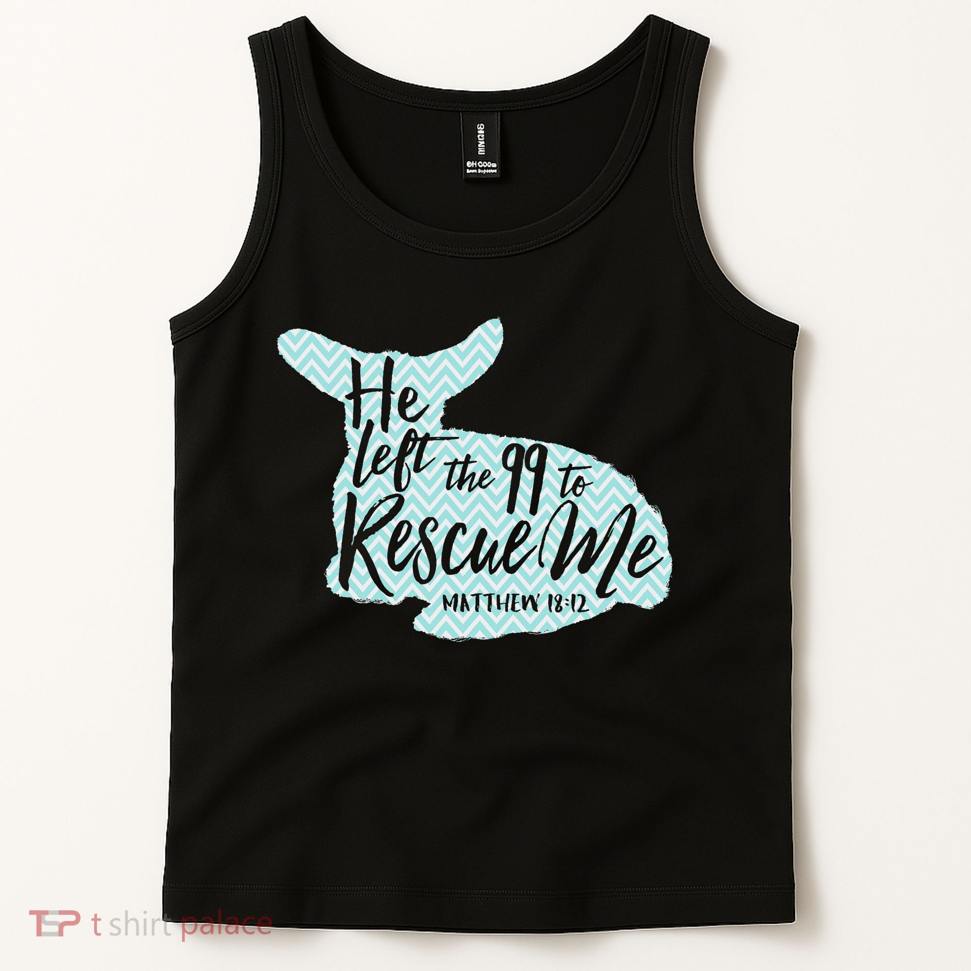 He Left The 99 To Rescue Me Green Chevron Christian Tank Top