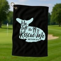 He Left The 99 To Rescue Me Green Chevron Christian Golf Towel thumb 1