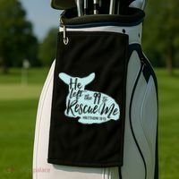 He Left The 99 To Rescue Me Green Chevron Christian Golf Towel thumb 2