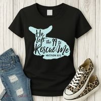 He Left The 99 To Rescue Me Green Chevron Christian Women's T-Shirt thumb 3