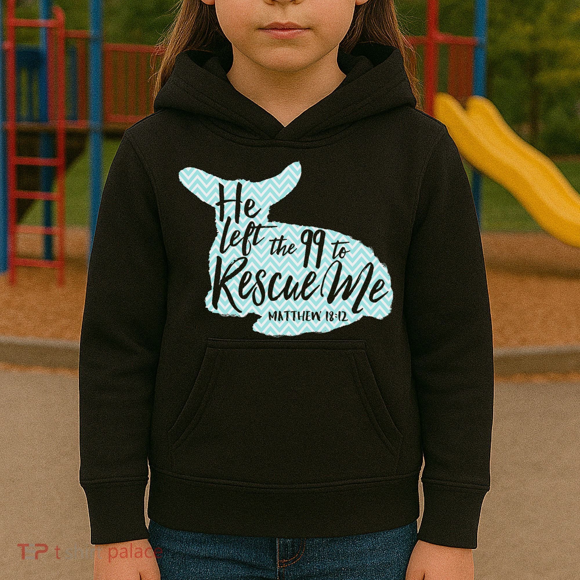 He Left The 99 To Rescue Me Green Chevron Christian Kids Hoodie