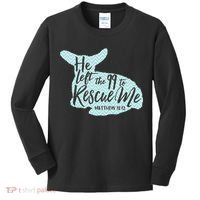 He Left The 99 To Rescue Me Green Chevron Christian Kids Long Sleeve Shirt thumb 0