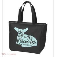 He Left The 99 To Rescue Me Green Chevron Christian Tote Bag thumb 3