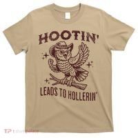 Hootin Leads To Hollerin Funny Vintage Owl Graphic T-Shirt thumb 0
