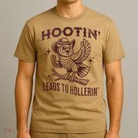 Hootin Leads To Hollerin Funny Vintage Owl Graphic T-Shirt thumb 3