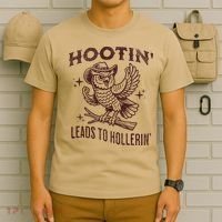 Hootin Leads To Hollerin Funny Vintage Owl Graphic T-Shirt thumb 6