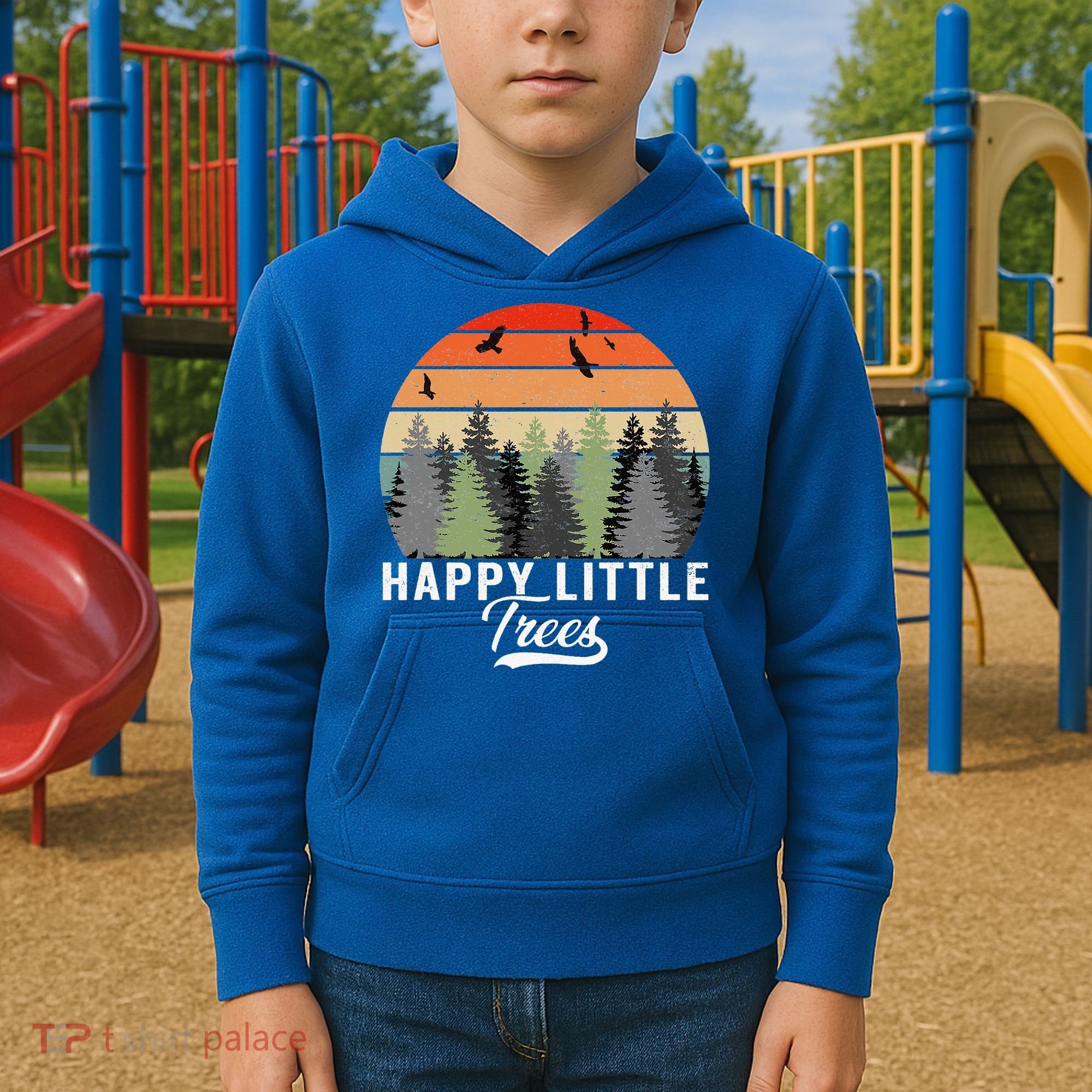 Happy Little Tree Bob Style Forests Kids Hoodie