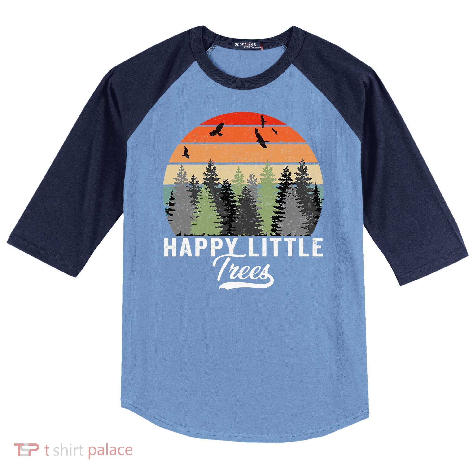 Happy Little Tree Bob Style Forests Raglan Baseball Sleeve Shirt