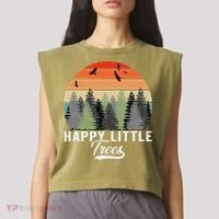 Happy Little Tree Bob Style Forests Garment-Dyed Women's Muscle Tee thumb 2