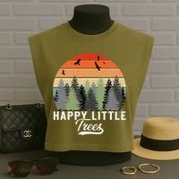 Happy Little Tree Bob Style Forests Garment-Dyed Women's Muscle Tee thumb 3