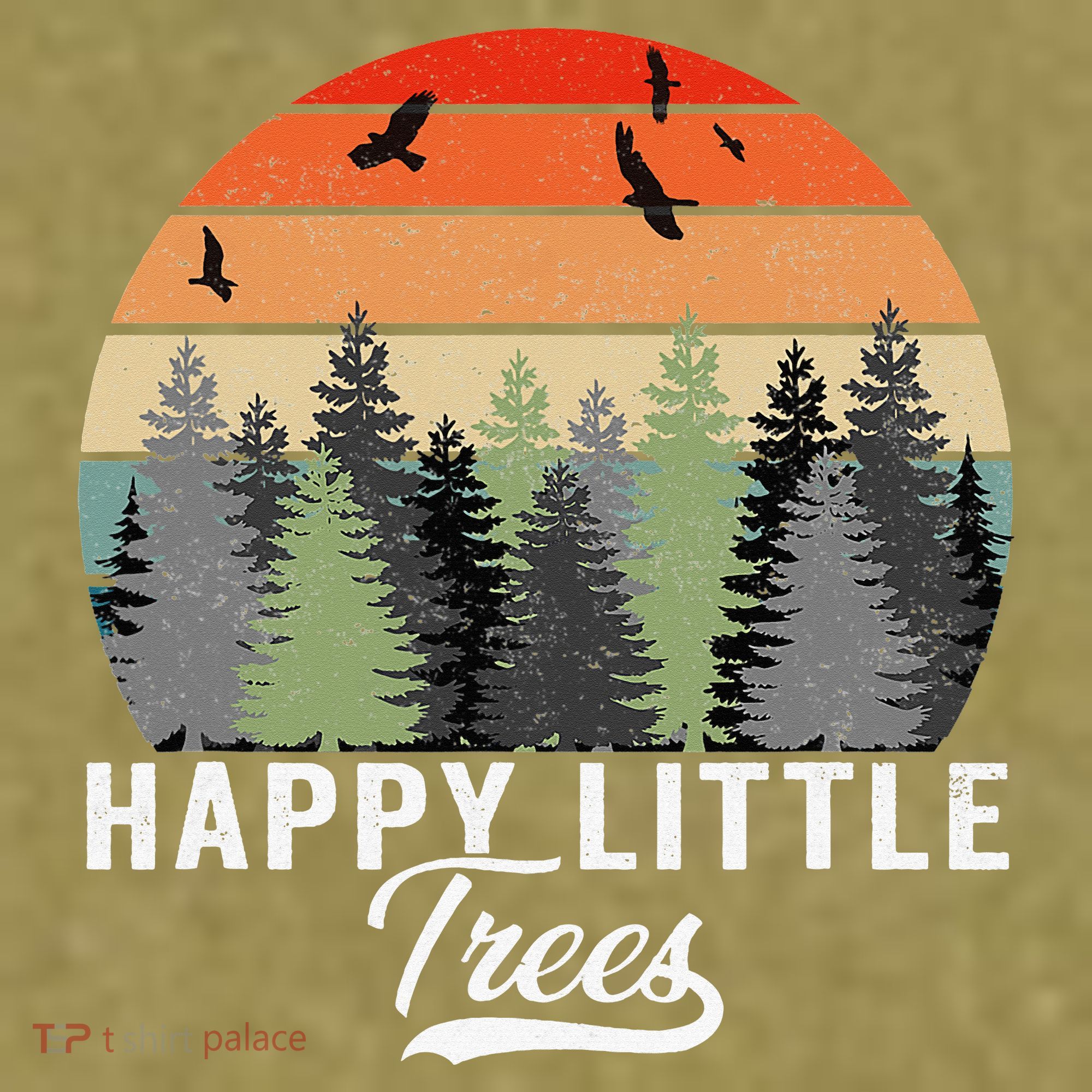 Happy Little Tree Bob Style Forests Garment-Dyed Women's Muscle Tee