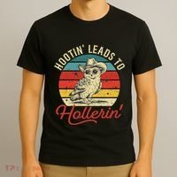 Hootin Leads To Hollerin Owl Cowboy T-Shirt thumb 3