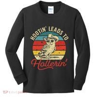 Hootin Leads To Hollerin Owl Cowboy Kids Long Sleeve Shirt thumb 0