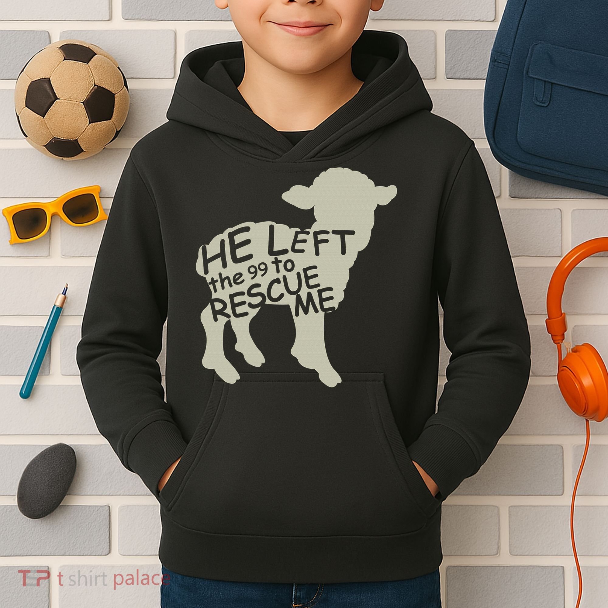 He Left The 99 To Rescue Me Religious Christian  Kids Hoodie