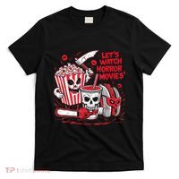 Halloween Lets Watch Horror Movies Hotdog Popcorn Drink T-Shirt thumb 0