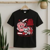 Halloween Lets Watch Horror Movies Hotdog Popcorn Drink T-Shirt thumb 2