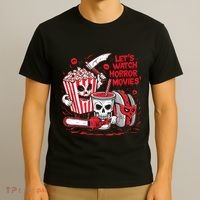 Halloween Lets Watch Horror Movies Hotdog Popcorn Drink T-Shirt thumb 3