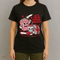 Halloween Lets Watch Horror Movies Hotdog Popcorn Drink T-Shirt thumb 4