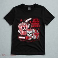 Halloween Lets Watch Horror Movies Hotdog Popcorn Drink T-Shirt thumb 5