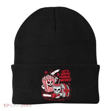 Halloween Lets Watch Horror Movies Hotdog Popcorn Drink Beanie