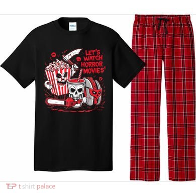 Halloween Lets Watch Horror Movies Hotdog Popcorn Drink Pajama Set