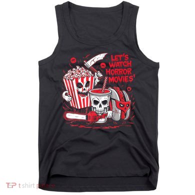Halloween Lets Watch Horror Movies Hotdog Popcorn Drink Tank Top