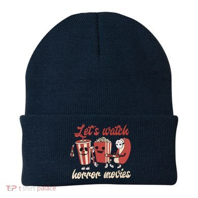 Halloween Lets Watch Horror Movies Funny Ghost Skeleton Gift Beanie
