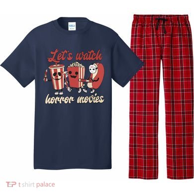 Halloween Lets Watch Horror Movies Funny Ghost Skeleton Gift Pajama Set