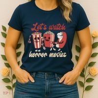 Halloween Lets Watch Horror Movies Funny Ghost Skeleton Gift Women's T-Shirt thumb 2