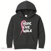 Hope Live Walk Breast Cancer Awareness Kids Hoodie thumb 0