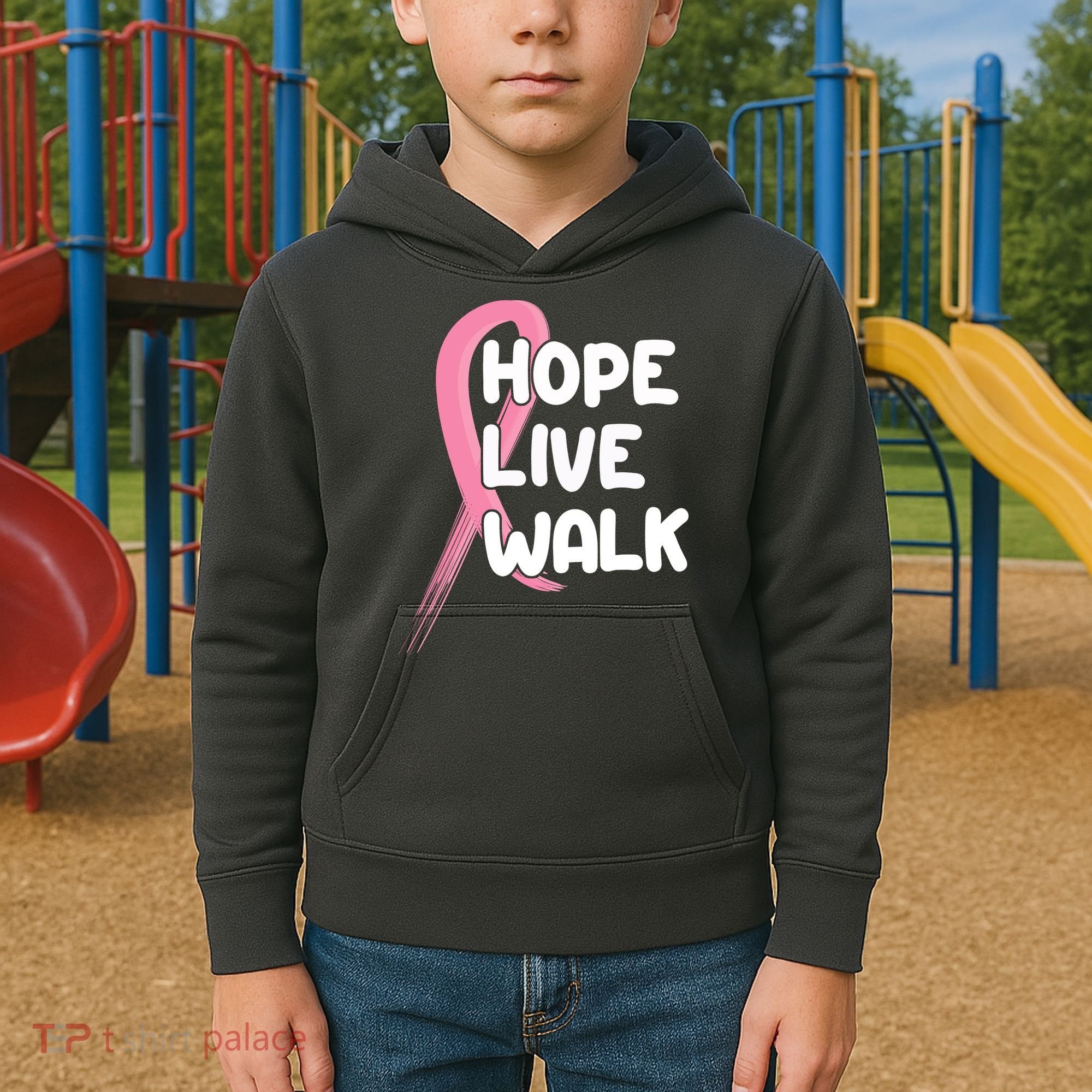 Hope Live Walk Breast Cancer Awareness Kids Hoodie