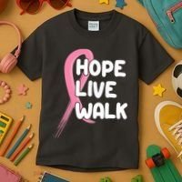 Hope Live Walk Breast Cancer Awareness Kids T-Shirt thumb 3