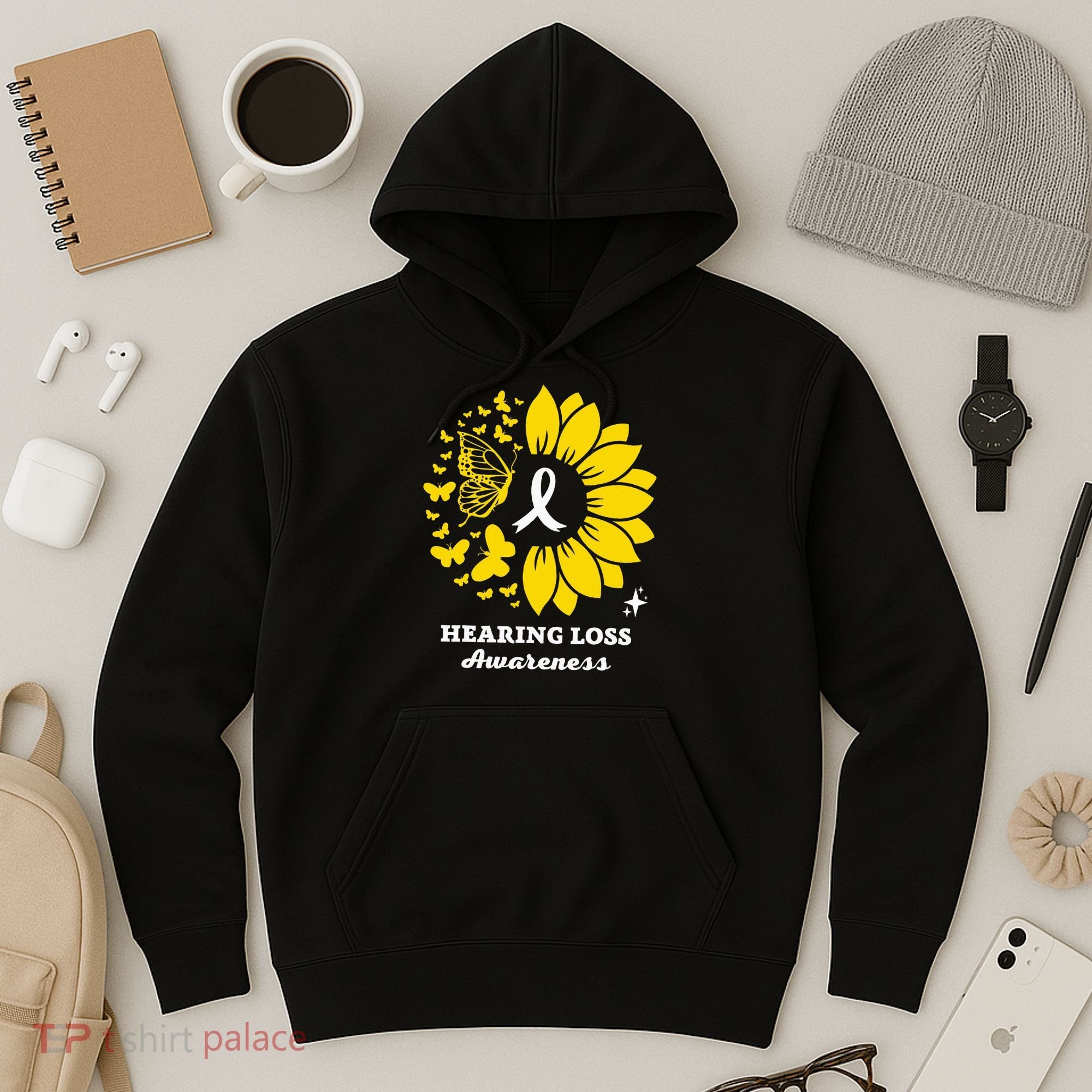 Hearing Loss Warrior Awareness Sunflower Hoodie