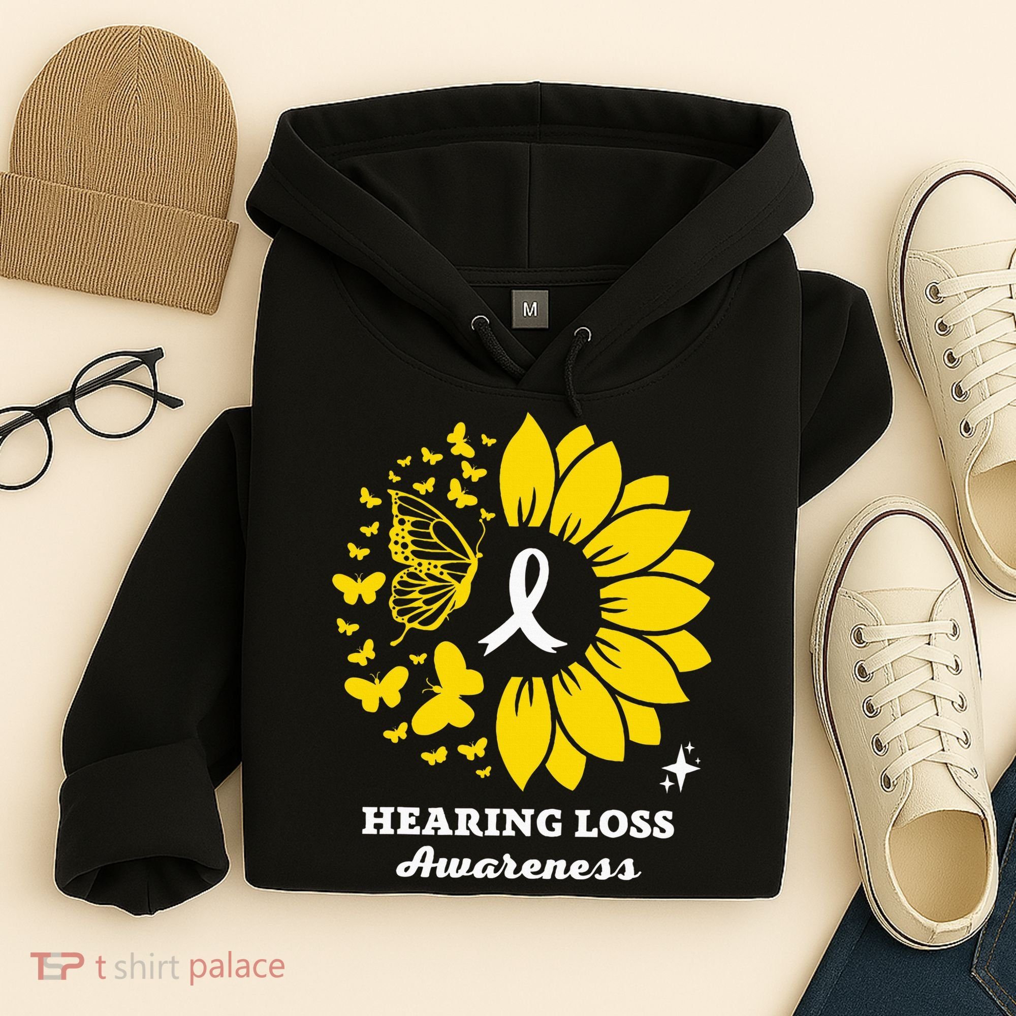 Hearing Loss Warrior Awareness Sunflower Hoodie