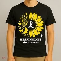 Hearing Loss Warrior Awareness Sunflower T-Shirt thumb 3