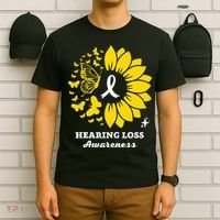Hearing Loss Warrior Awareness Sunflower T-Shirt thumb 6