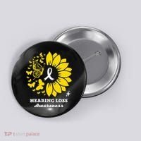 Hearing Loss Warrior Awareness Sunflower Button thumb 0