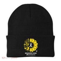 Hearing Loss Warrior Awareness Sunflower Beanie thumb 0