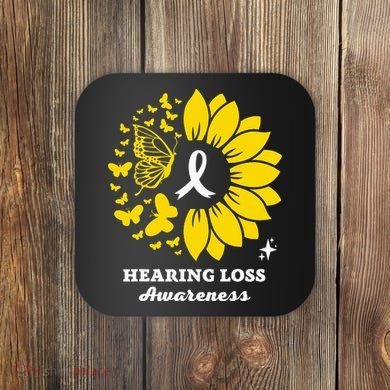 Hearing Loss Warrior Awareness Sunflower Coaster