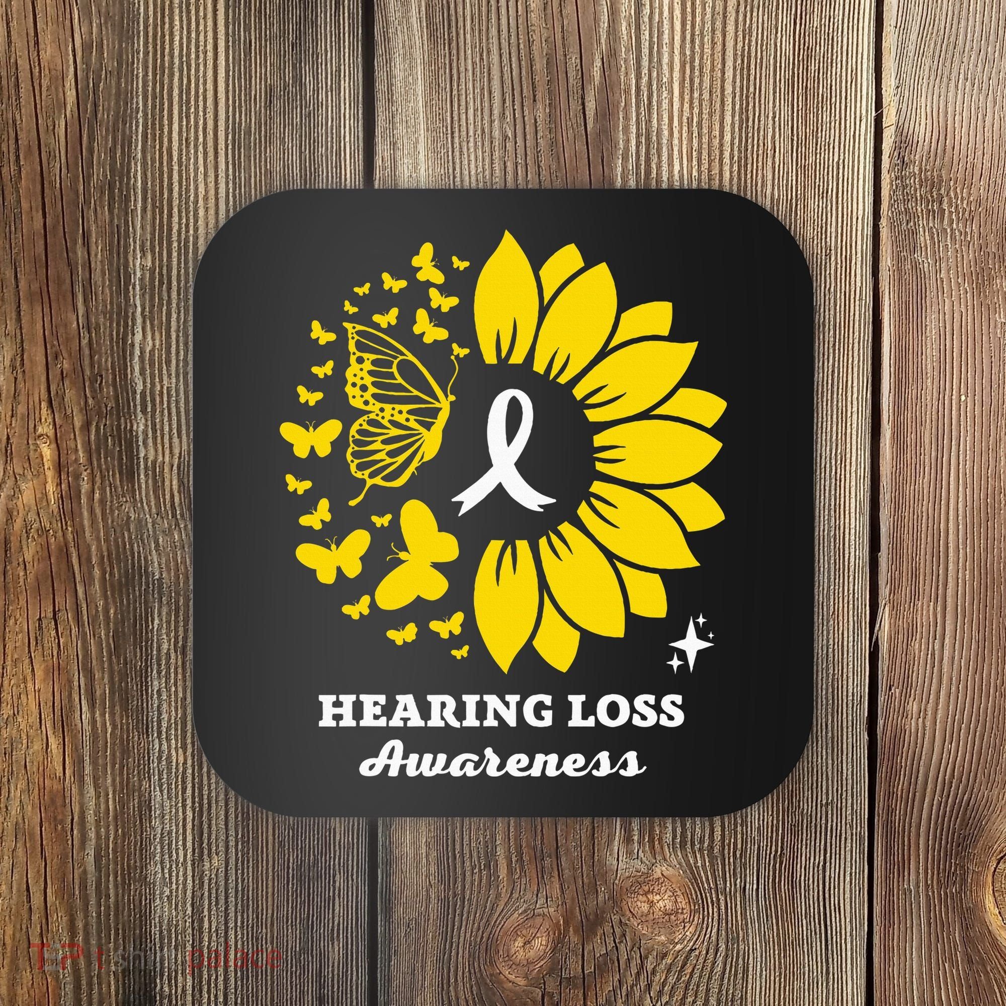 Hearing Loss Warrior Awareness Sunflower Coaster