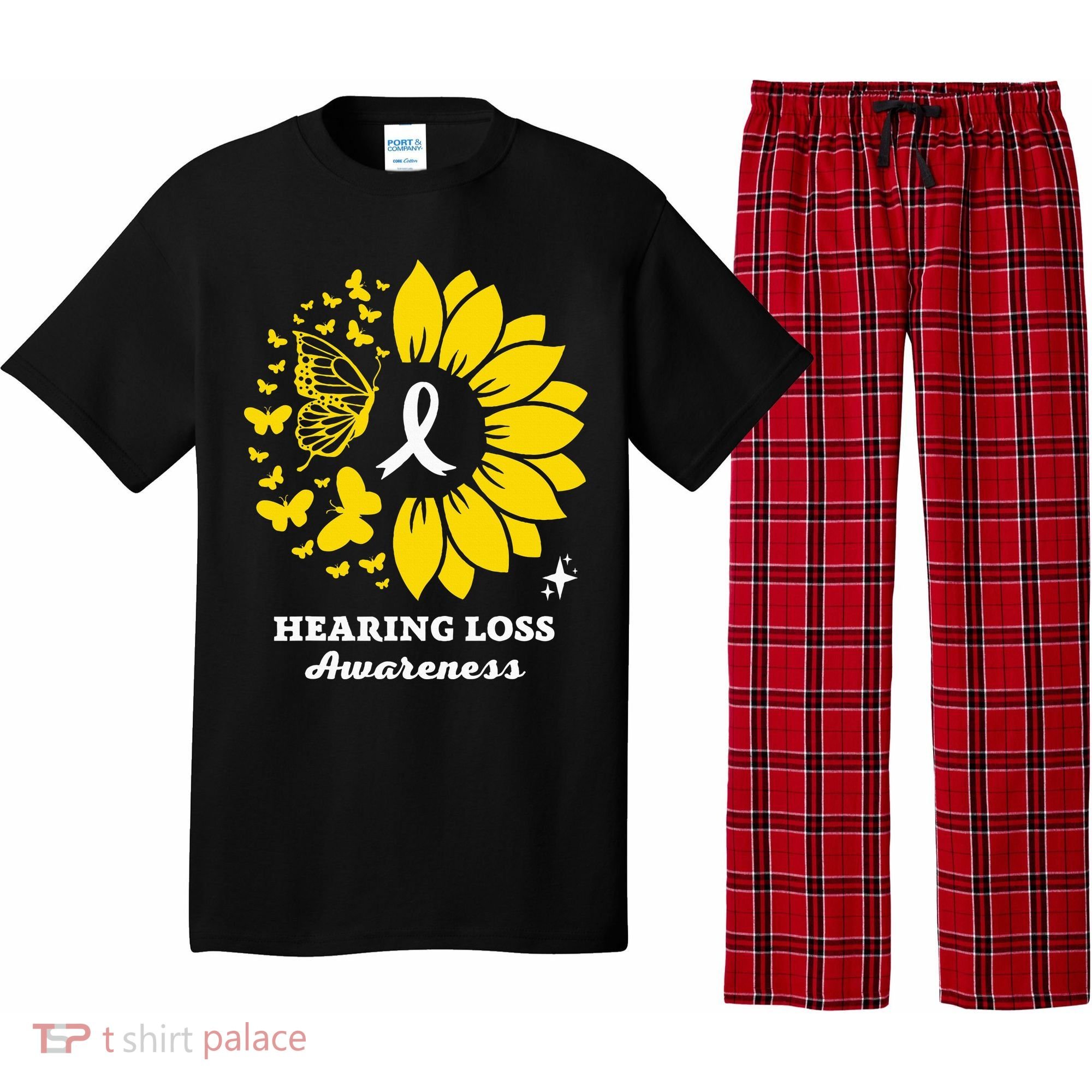 Hearing Loss Warrior Awareness Sunflower Pajama Set