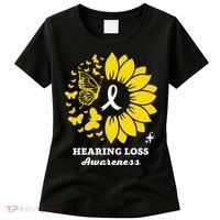 Hearing Loss Warrior Awareness Sunflower Women's T-Shirt thumb 0