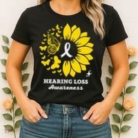Hearing Loss Warrior Awareness Sunflower Women's T-Shirt thumb 2