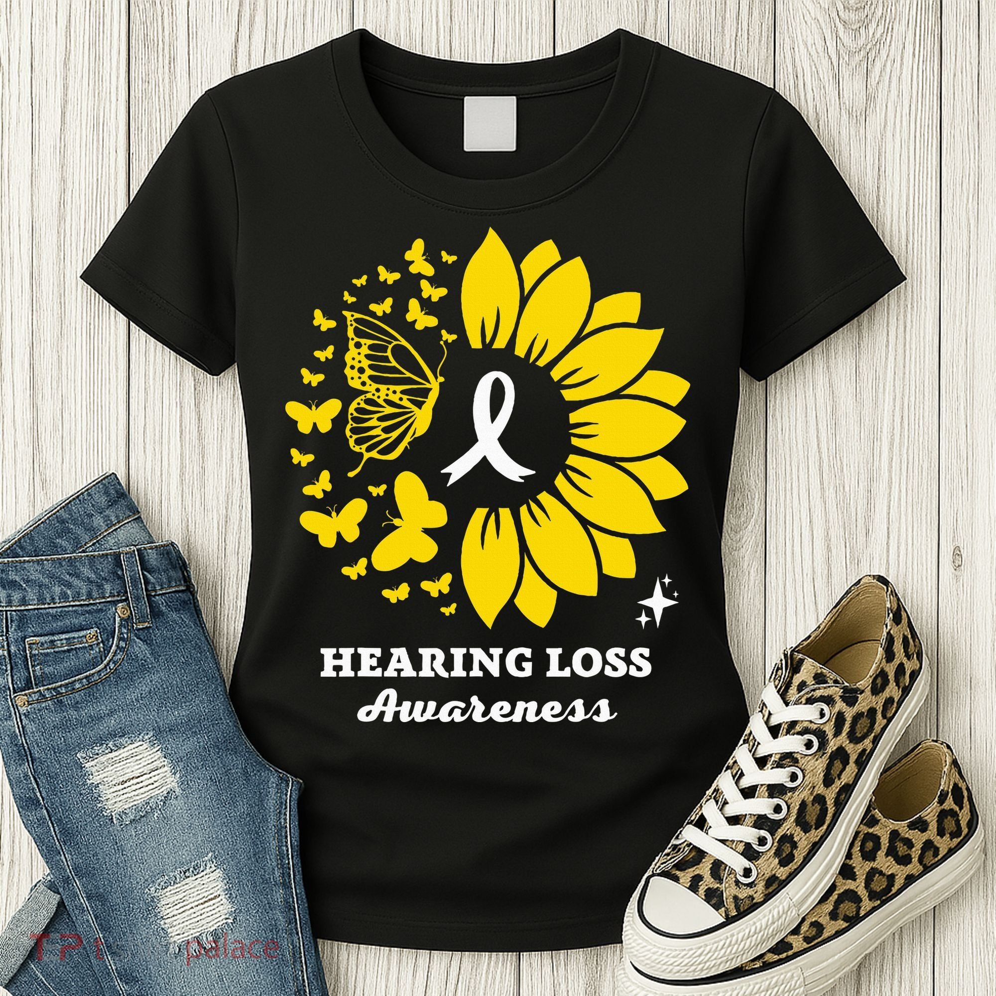 Hearing Loss Warrior Awareness Sunflower Women's T-Shirt