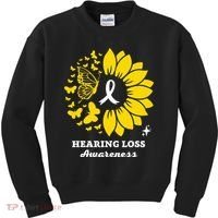 Hearing Loss Warrior Awareness Sunflower Kids Sweatshirt thumb 0