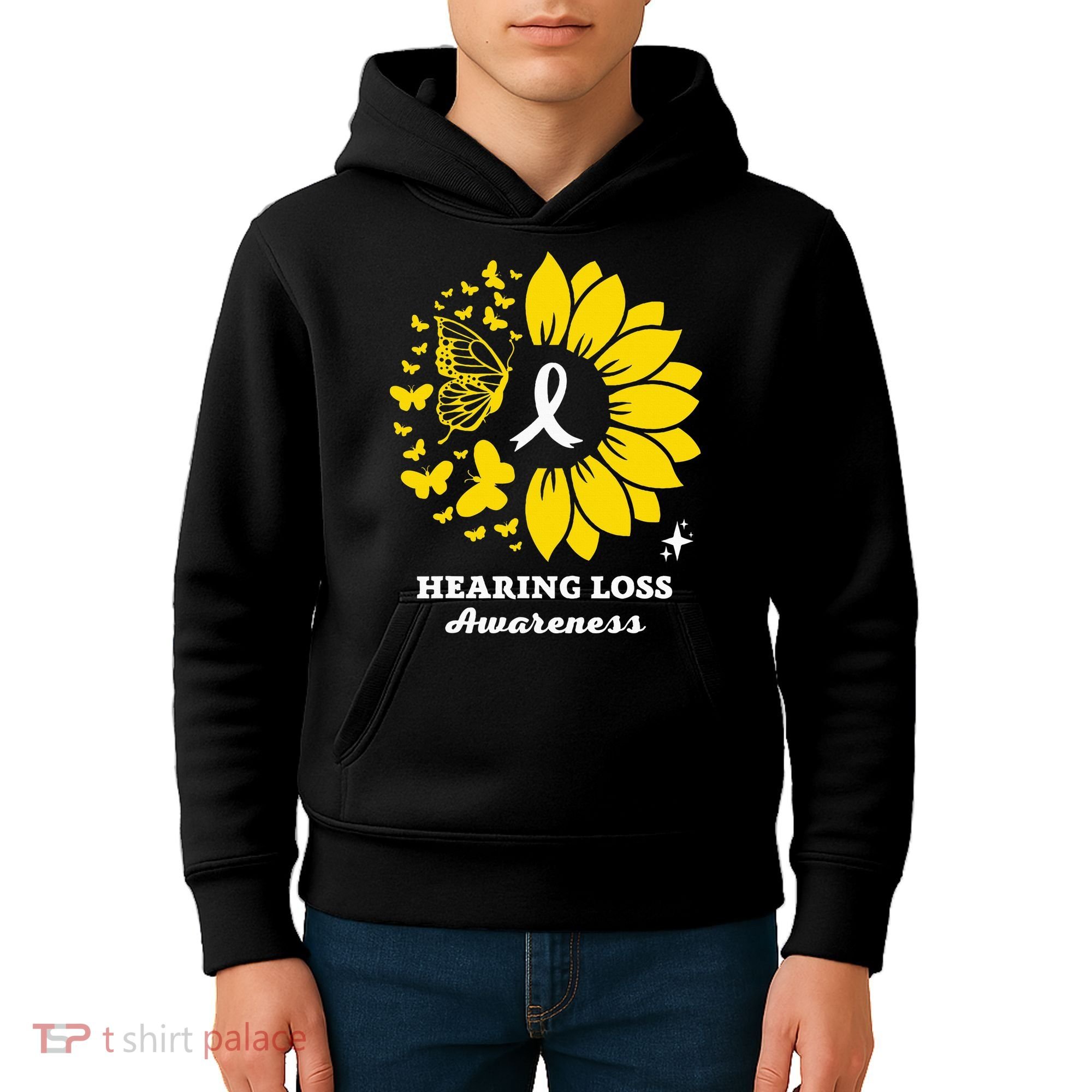 Hearing Loss Warrior Awareness Sunflower Kids Hoodie