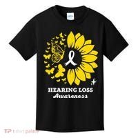 Hearing Loss Warrior Awareness Sunflower Kids T-Shirt thumb 0
