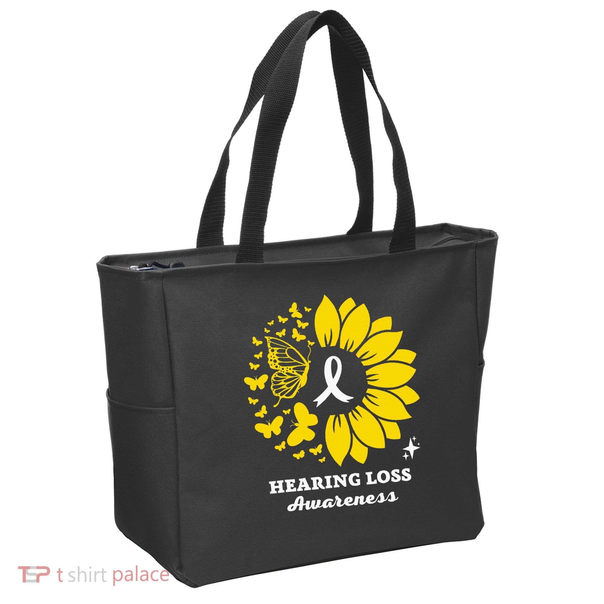 Hearing Loss Warrior Awareness Sunflower Tote Bag