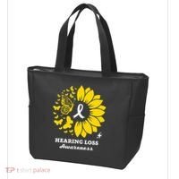 Hearing Loss Warrior Awareness Sunflower Tote Bag thumb 3